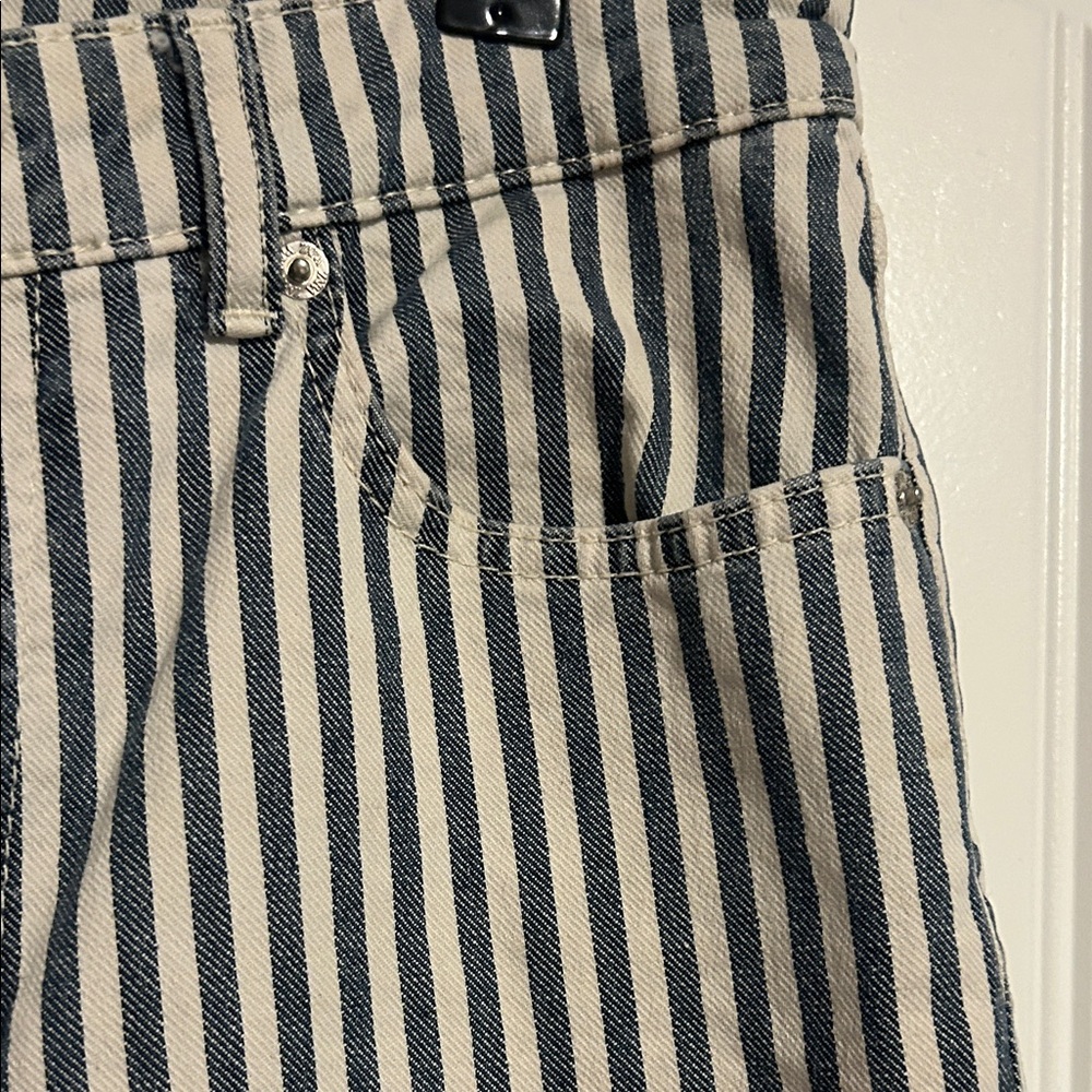 Zara Striped Flared Cropped Jeans
